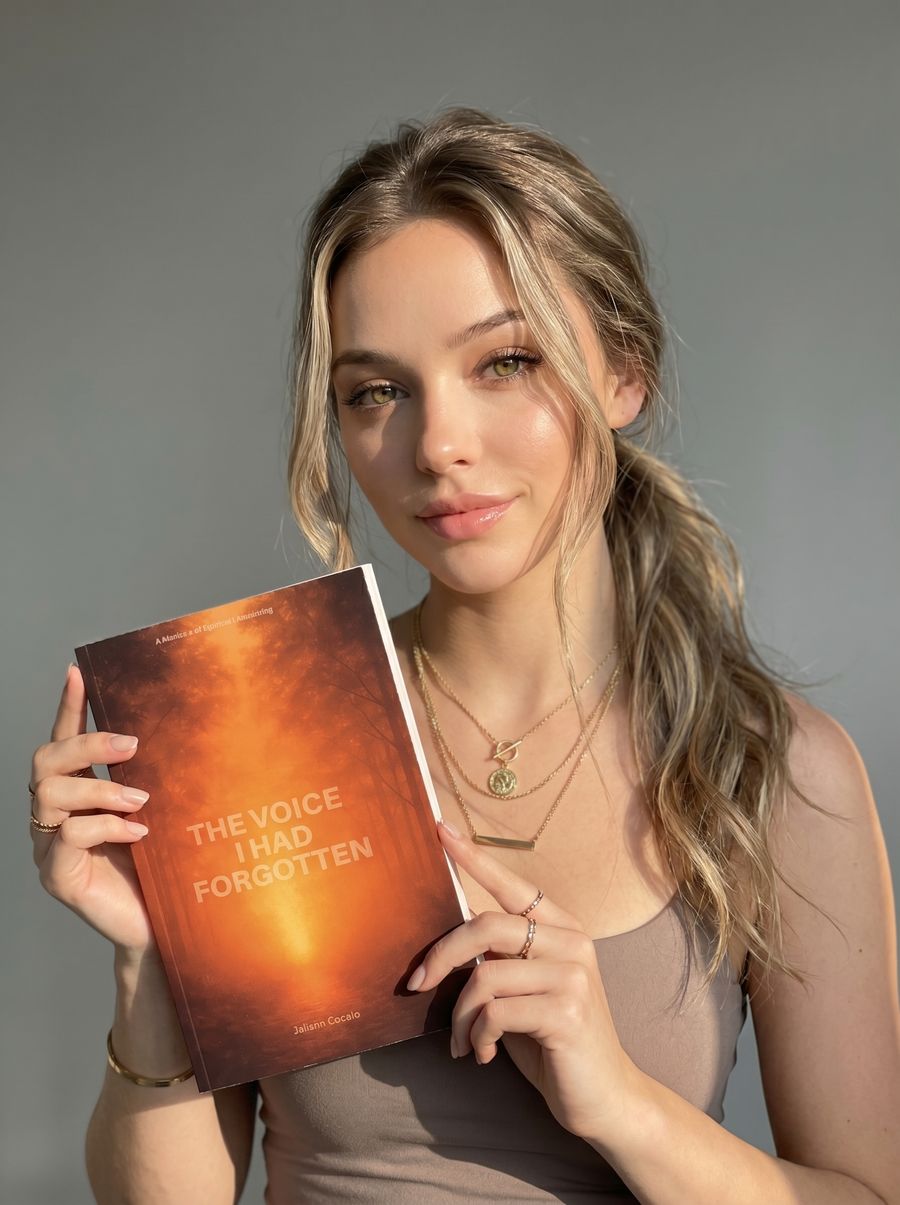 A reader holding the book
